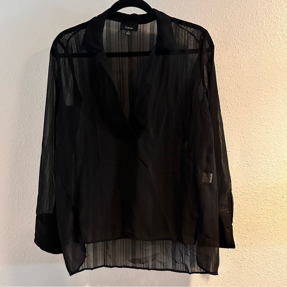 Lumiere Black Sheer Blouse Size Small